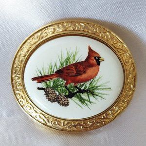 Vintage Avon Signed Cardinal Bird Pin Crimson Crest Brooch
